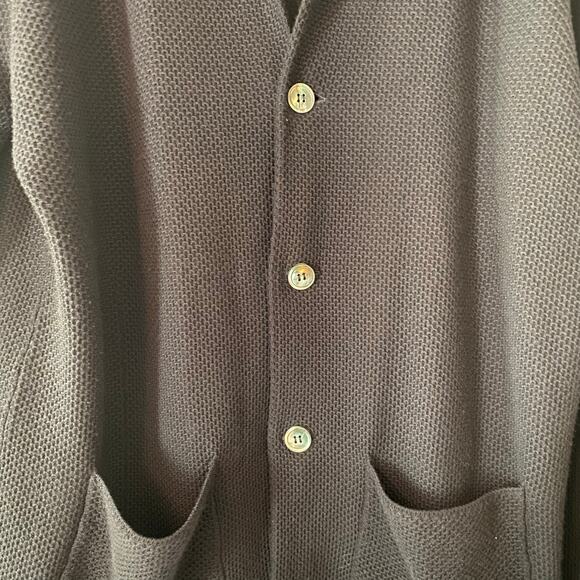 Isaia Napoli Men's size XXL Navy Blue 100% Merino Wool Cardigan Sweater Jacket - Picture 6 of 10